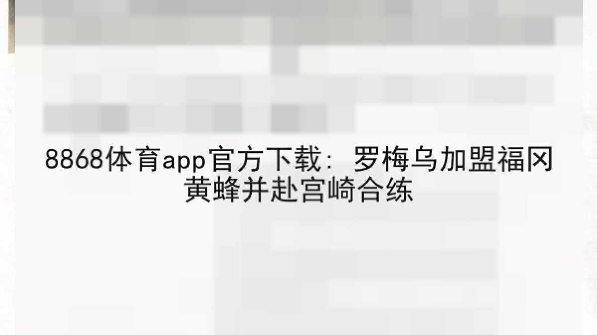 8868体育app官方下载: 罗梅乌加盟福冈黄蜂并赴宫崎合练